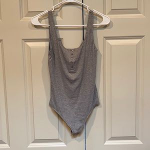 express fitted ribbed henley thong bodysuit